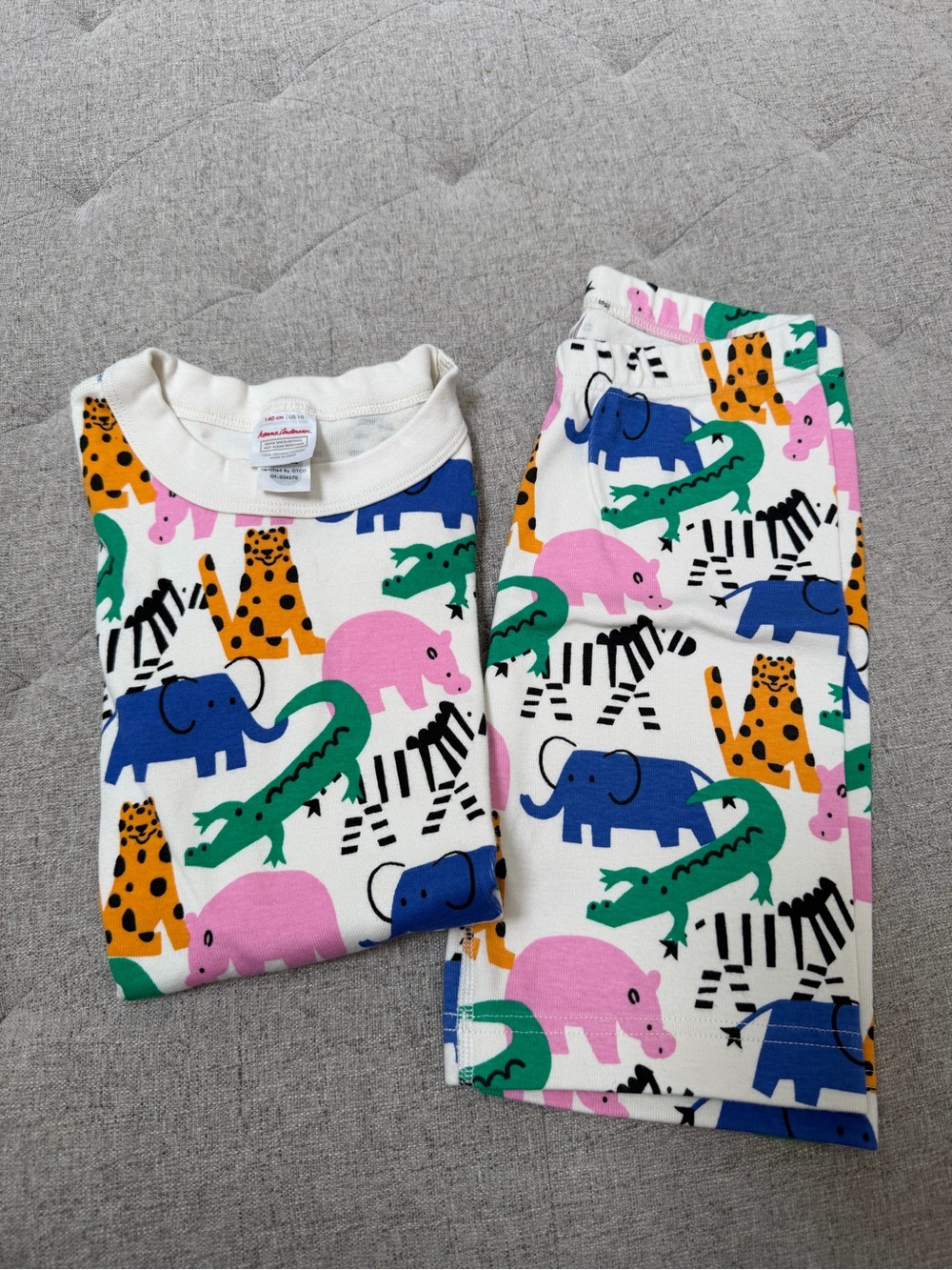 EUC Hanna Andersson Unisex Short Johns SHORT PAJAMAS ZOO ANIMALS size 10